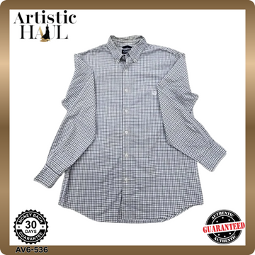 Chaps Blue White Plaid Long Sleeve Button-Down Shirt L Classic Fit
