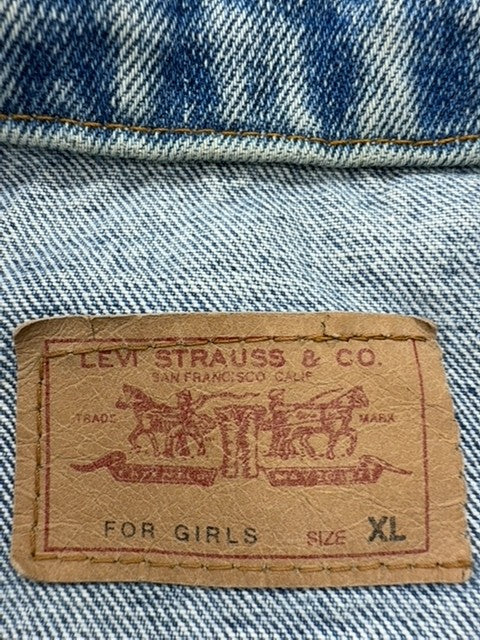 Levi Strauss Girls Light Blue Denim Trucker Jacket XL Regular Button Front