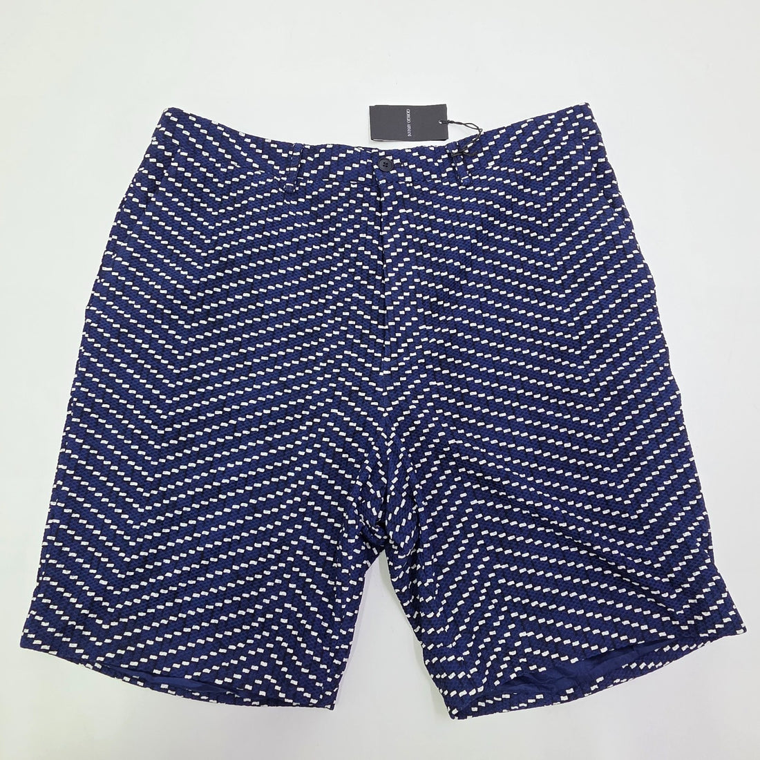 Giorgio Armani Men'S Classic Bermuda Shorts All Over Printed Navy Blue 56 Bnwt