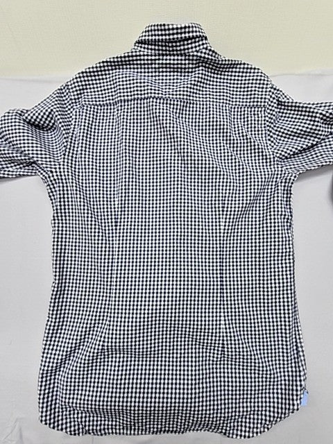 Tommy Hilfiger Slim Fit L Black White Gingham Check Dress Shirt Button-Up