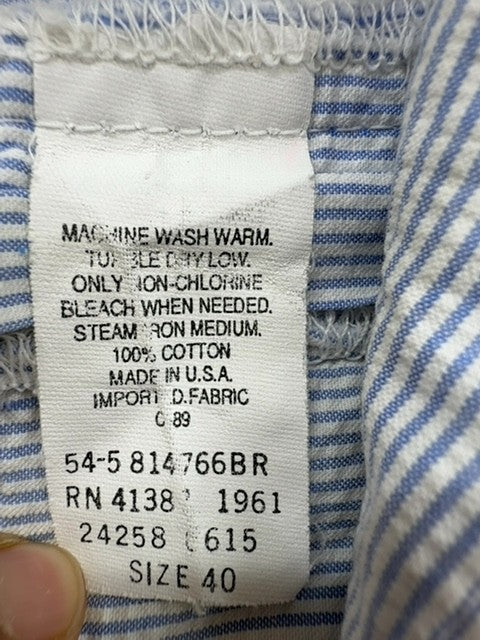 Polo Ralph Lauren Vintage Seersucker Stripe Pleated Shorts 40x40 Blue USA