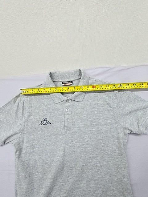Kappa Men's Grey Polo Shirt Medium Short Sleeve Cotton Embroidered