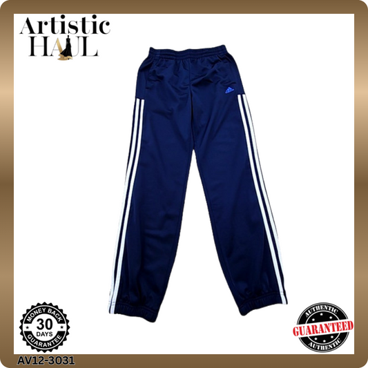 Adidas Men's Navy Track Pants – Size L, Striped
