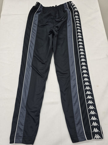 Kappa Men's Black Track Pants Size L Drawstring Stripe Polyester