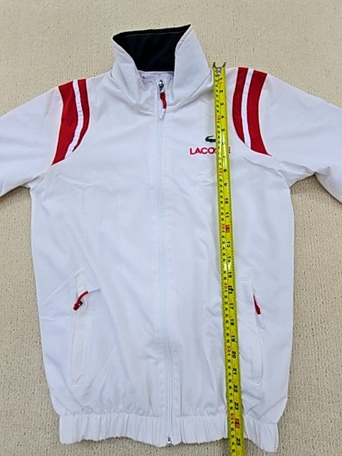 Lacoste Men's White Red Track Jacket Size S Zipper Athletic