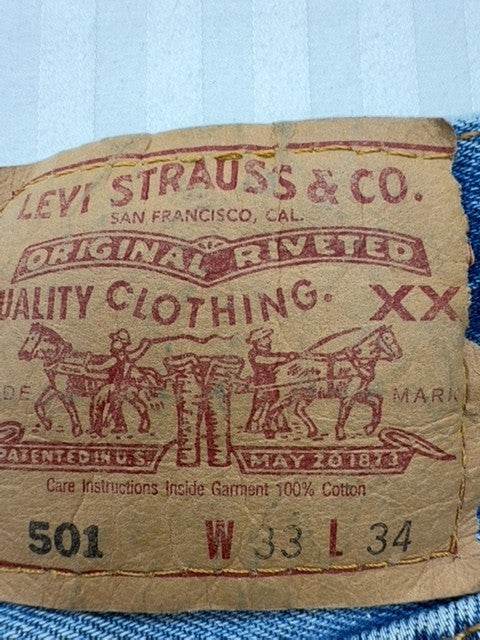 Levi's Men's Dark Blue 501 Original Jeans 33x34 Vintage