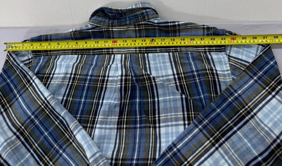 Gap Men's Blue Multi Plaid Flannel Button-Down Shirt XXL Relaxed Fit