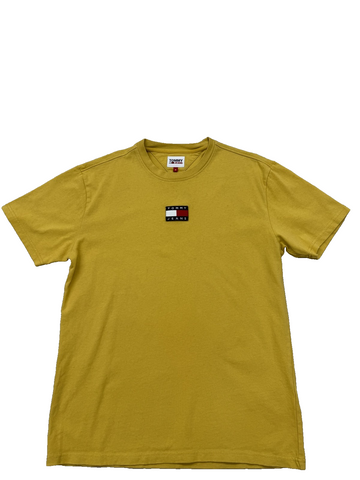 Tommy Jeans Men's Yellow Logo T-Shirt M Regular 100% Cotton