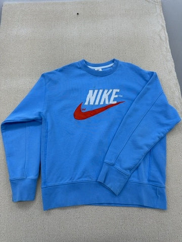 Nike Blue Crew Neck Sweatshirt M Cotton Polyester Long Sleeve