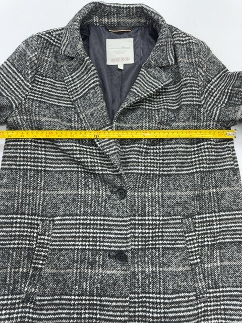 Tom Tailor Denim Men Black White Plaid Wool Peacoat Size M Regular