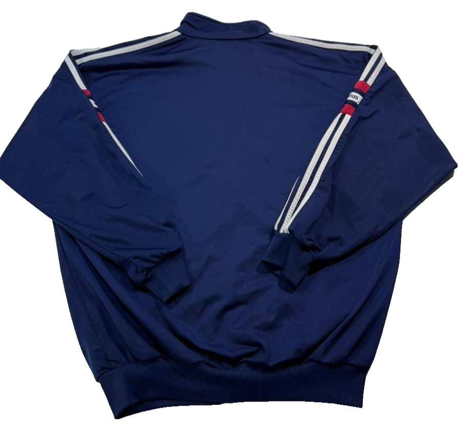 Adidas Navy Blue Track Jacket Vintage Windbreaker Full Zip 3-Stripe Coat Size L