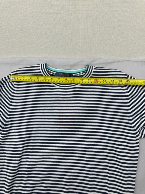 Trussardi Jeans Men's Navy White Striped Crewneck Cotton Sweater L Italy