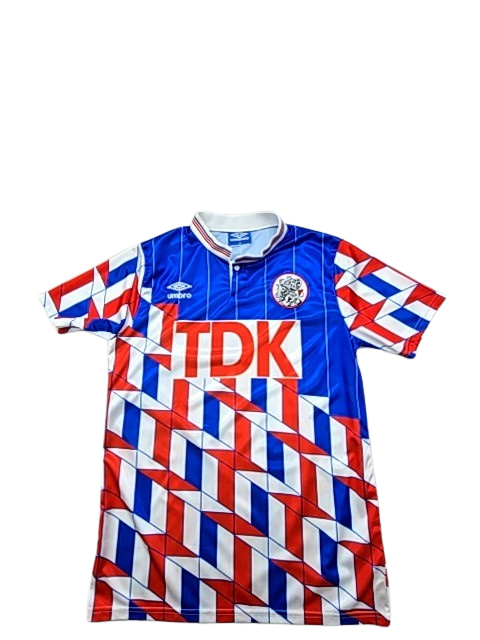 Umbro Blue Red White Geometric Collared Jersey Short Sleeve M