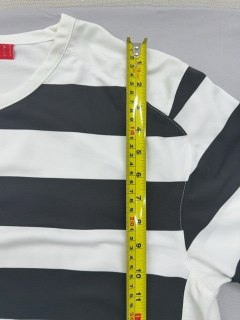 Puma Men's M Black White Striped Soccer Jersey Short Sleeve