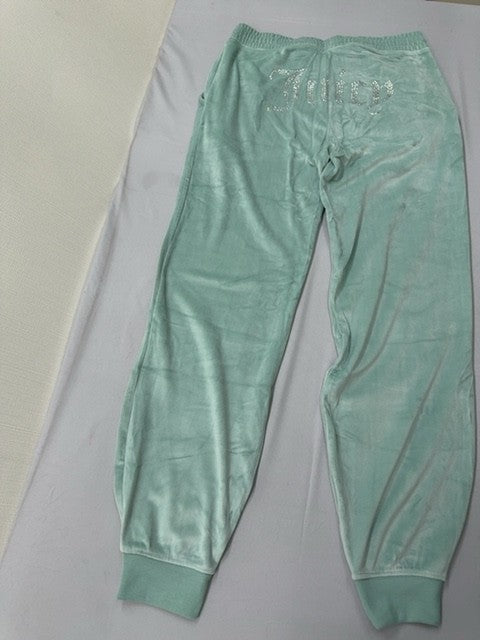 Juicy Couture Del Ray Chinois Green Velour Sweatpants M Straight Fit