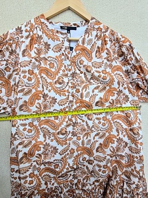 Maje Brown Paisley Long Dress Size 40 FR Silk Viscose NWT