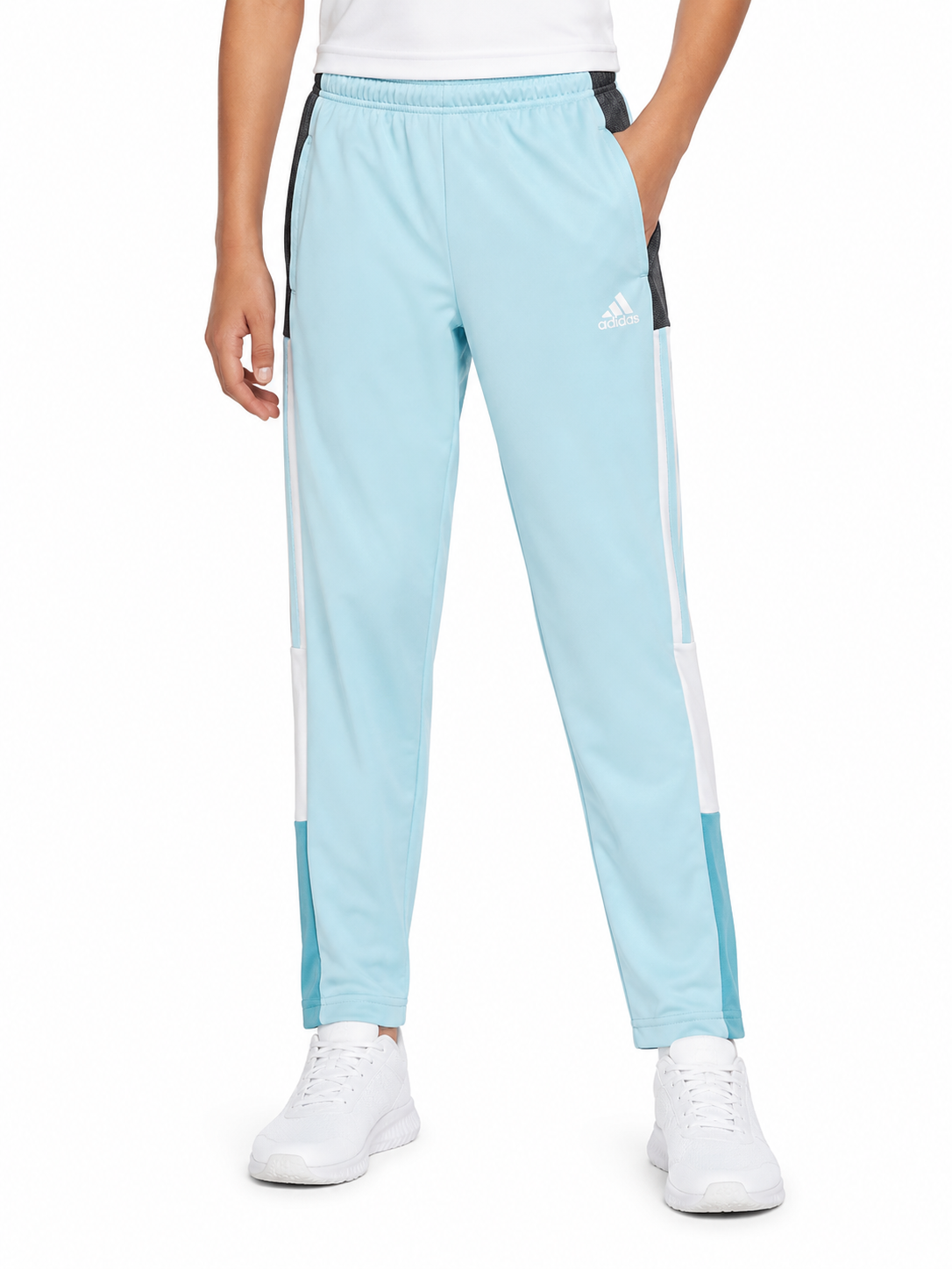 Adidas Boys Primegreen Light Blue Track Pants Size M Elastic Waist Relaxed