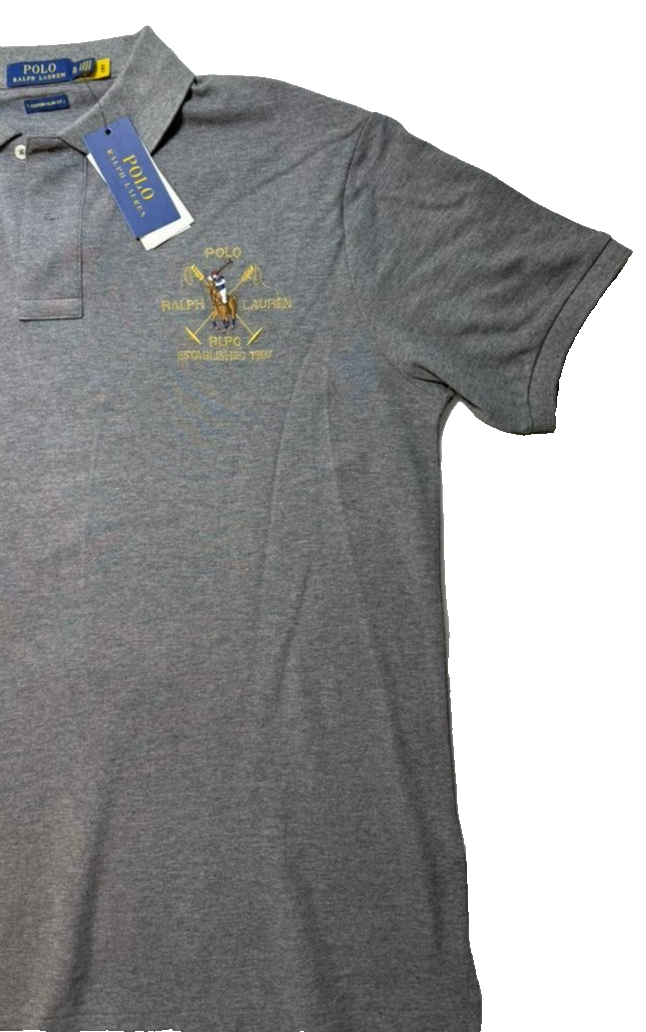 Ralph Lauren Men's Gray Polo Shirt Size XL Embroidered Polo Players