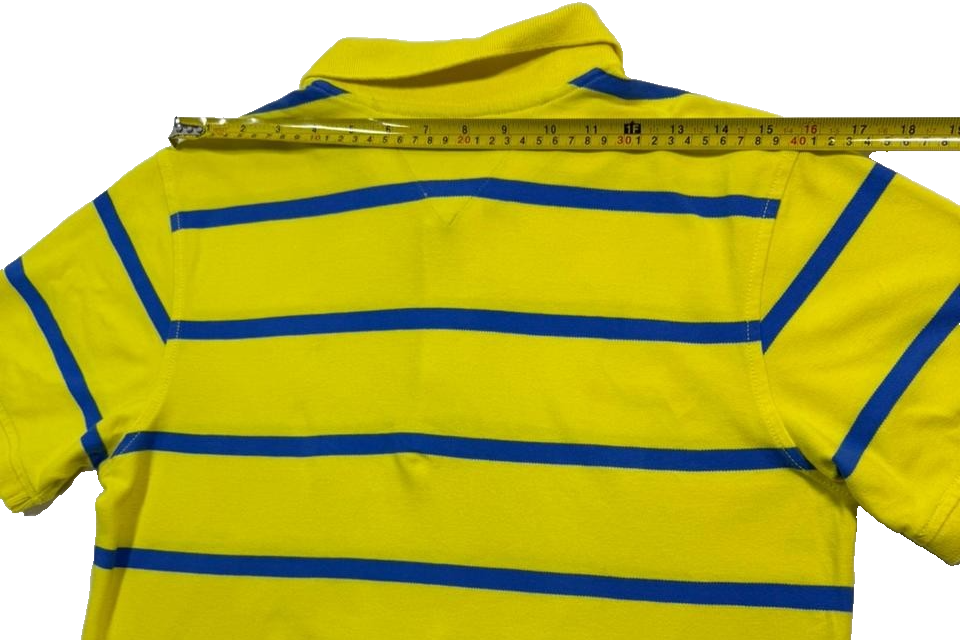 Tommy Hilfiger Older Teens Size 16 Yellow And Blue Stripe Polo Shirt