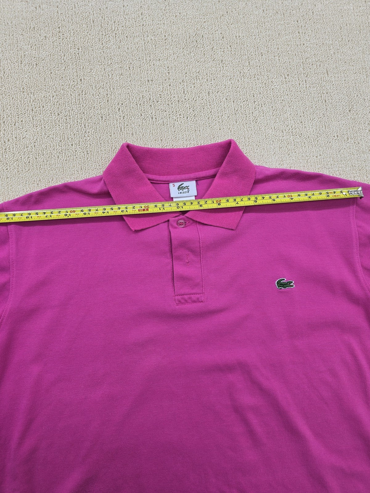 Lacoste Fuchsia Pink Men's L Short Sleeve Cotton Polo France Croc Logo