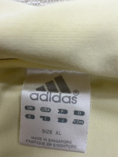 Adidas Men's XL Cream Striped Short Sleeve Polo Shirt