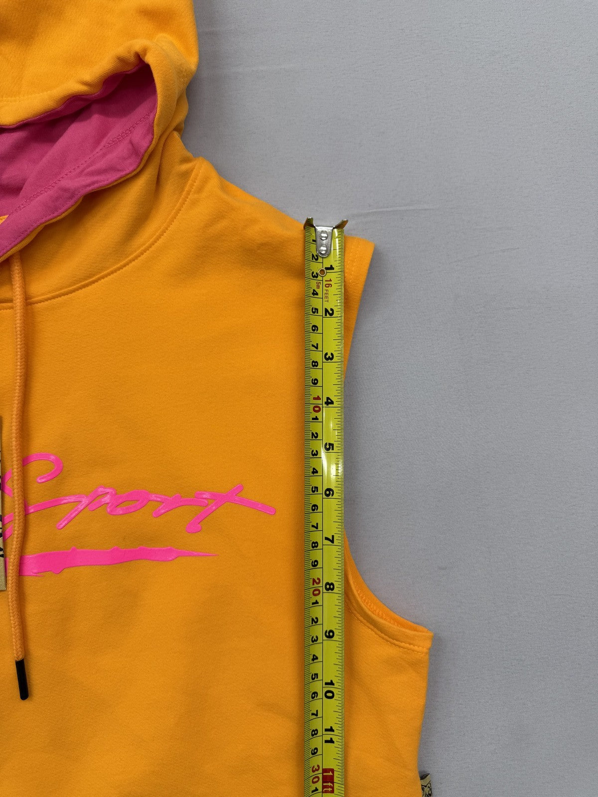 Plein Sport Orange Sleeveless Fleece Hoodie Men's M Prints Logos