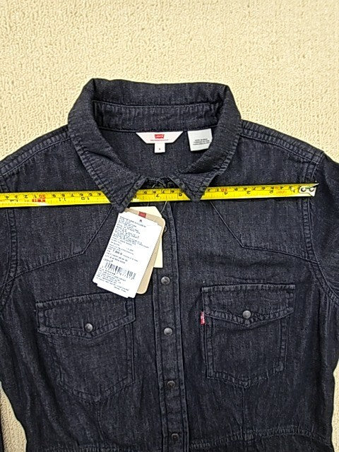 Levi's Women's Blue Denim Shirt Dress S Long Sleeve Knee Length