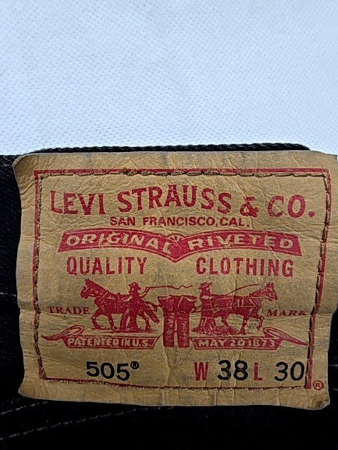 Levi's 505 Men's Black Denim Jeans 38x30 Regular Fit