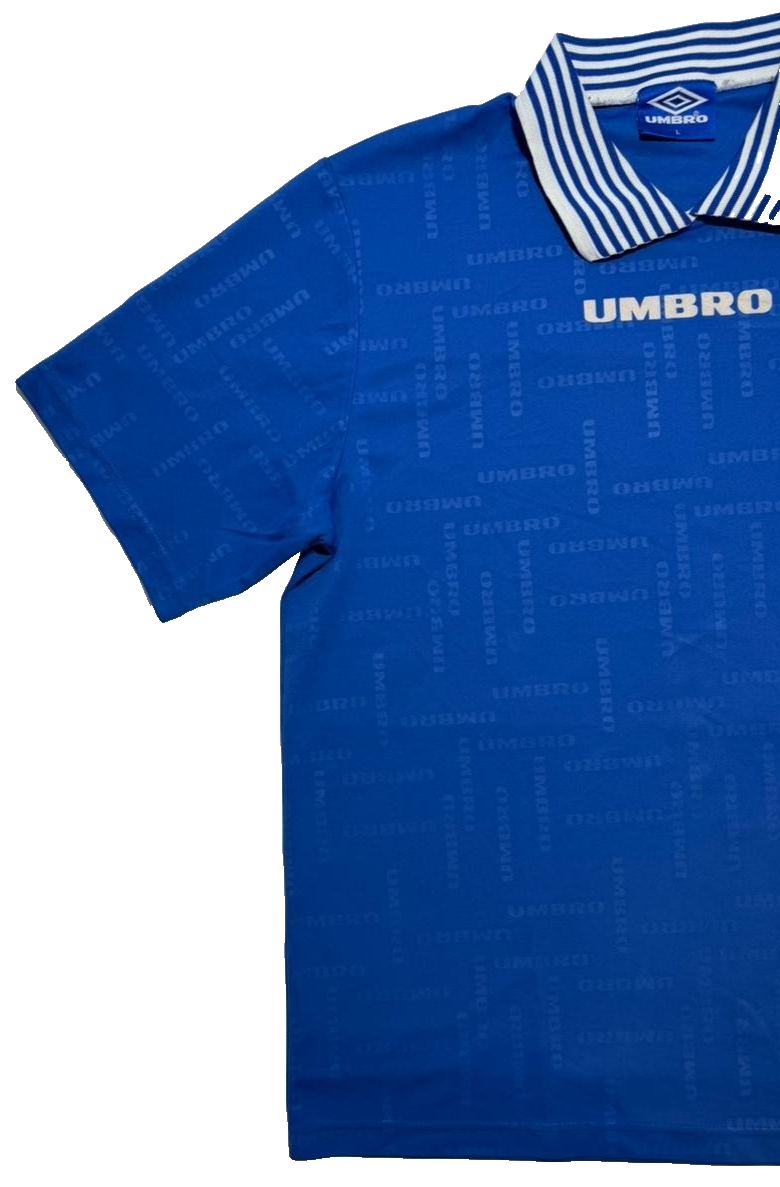 Vintage 90S Umbro Collared Jersey In Blue - Size L
