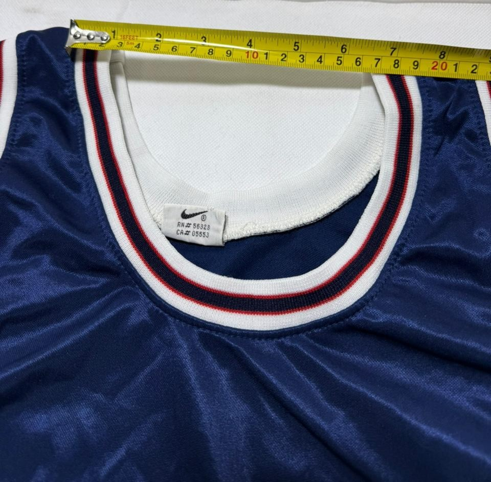Vintage Nike Team Basketball Jersey In Dark Blue With White And Red Trim - XL