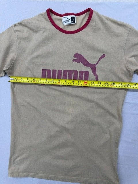 Puma Men's Beige L Cotton Short Sleeve Crewneck T-Shirt