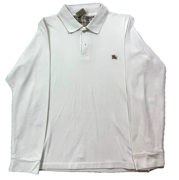 White Burberry Long-Sleeve Polo Shirt - Size M