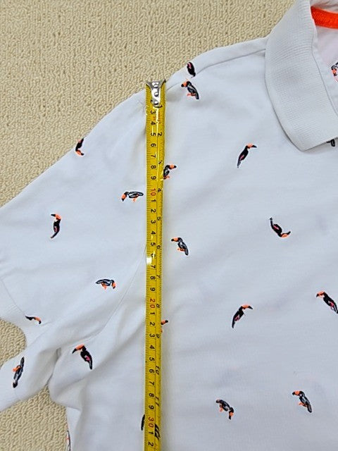 Superdry Men's White Fish Print Polo Shirt XXXXLarge Short Sleeve