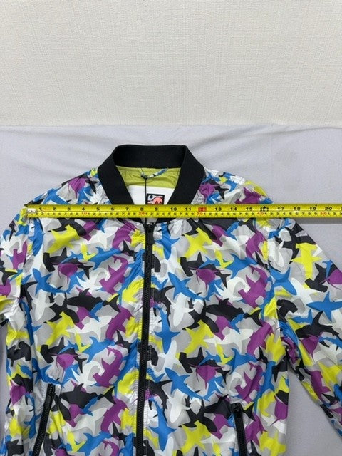 Trussardi Jeans Men's Multicolor Shark Print Bomber Jacket Zip Reg