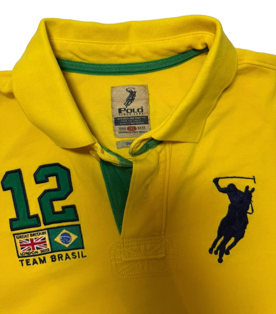 Rare-Ralph Lauren Polo Team Brazil Yellow Shirt | XXL