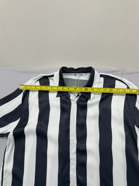 Ole by Koton Striped Long Sleeve Shirt Sz 38 EUR Black/White Collar
