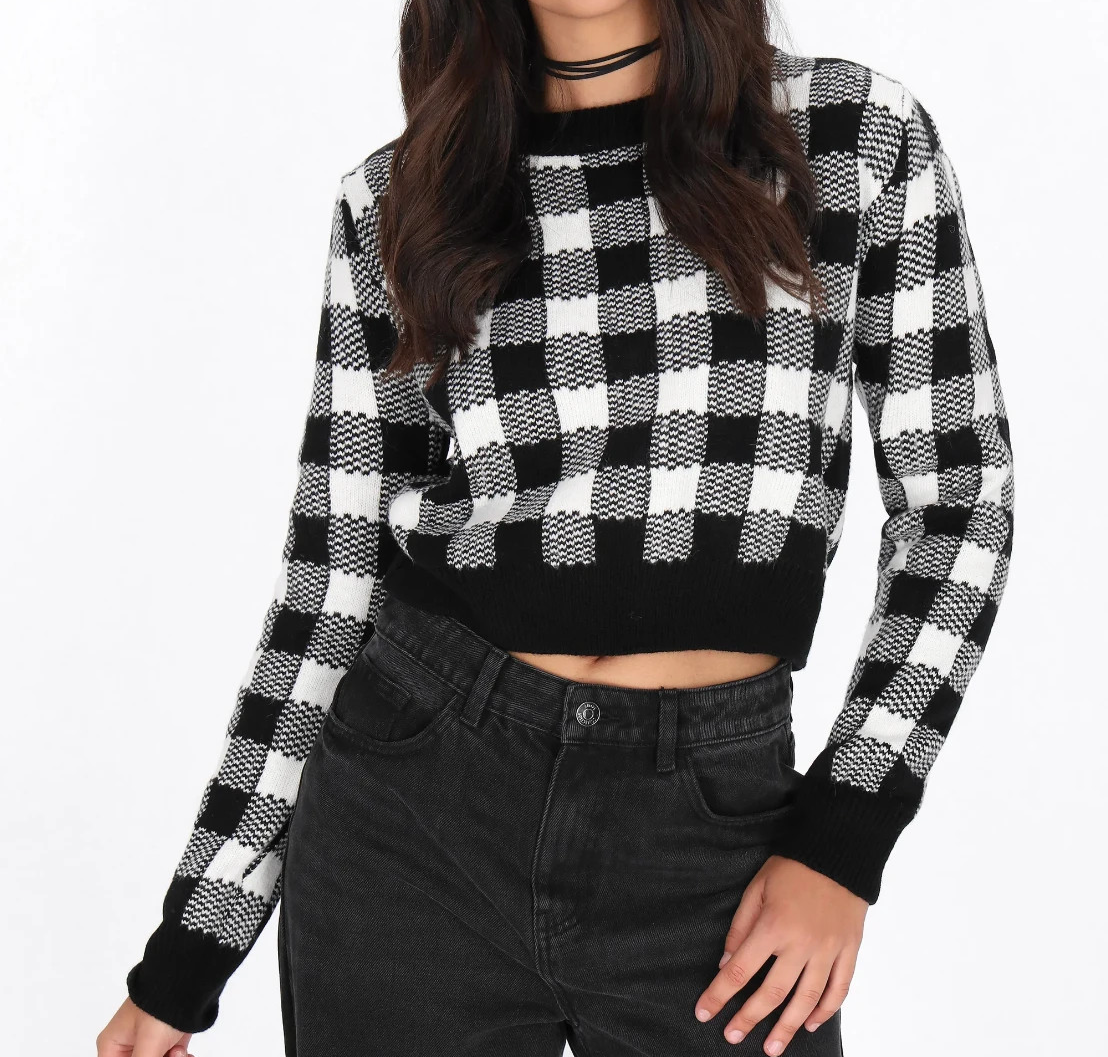 Miso Women's Black And White Jumper Size 6
