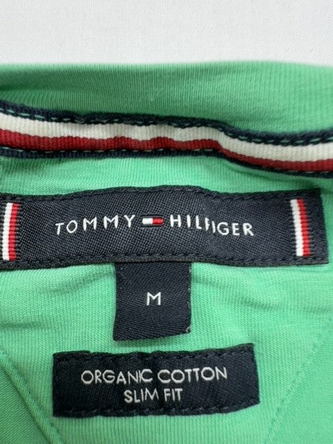 Tommy Hilfiger Men Green Slim Fit Organic Cotton Tee Shirt Size M