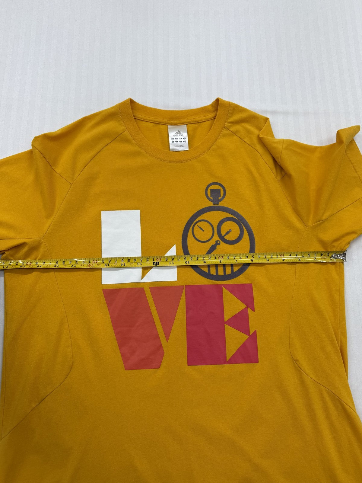 Adidas Men Gold Graphic Raglan T-Shirt Size F Crew Neck Jersey