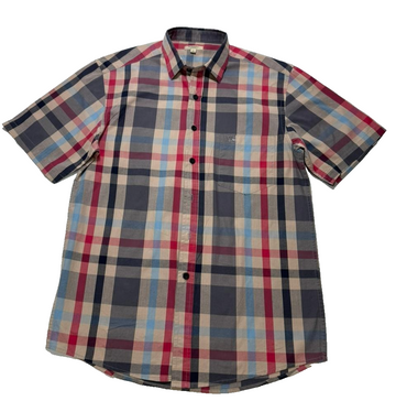 Men's Burberry Brit Short Sleeve Plaid Check Button Down Shirt Size M
