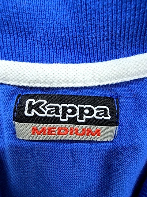 Kappa Men's Blue Polo Shirt Medium Cotton Italy White Piping