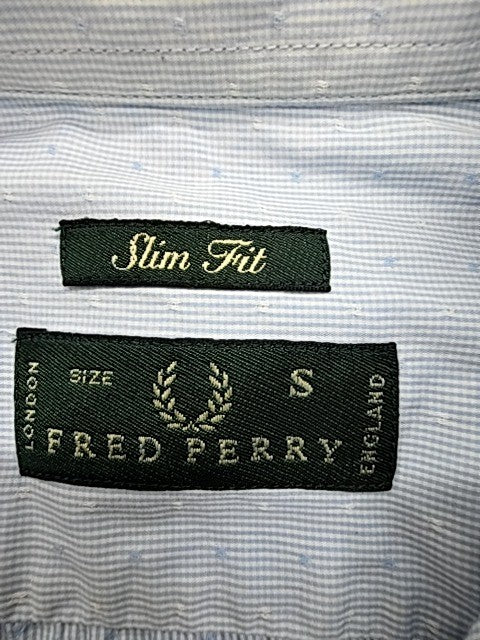 Fred Perry Men's Light Blue Slim Fit Button-Up Shirt Size S