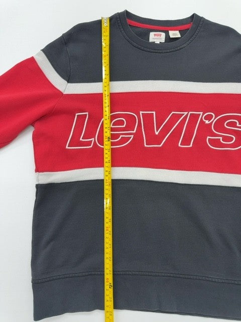 Levi's Boys Red/Black/White Colorblock Crewneck Hoodie Sweatshirt Size M EUC