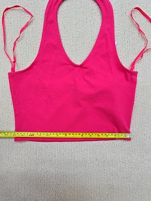 Sinsay Pink V-Neck Tank Top Women L Sleeveless Solid 7181-43X-L