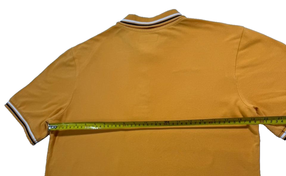 Men's Retro Kappa Yellow Polo With Striped Collar And Cuffs - Size Small