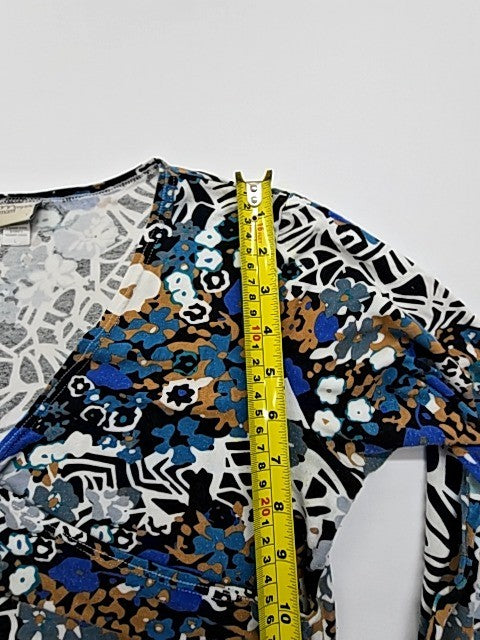 Mystic Mari Women's Floral V-Neck Long Sleeve Top Size L