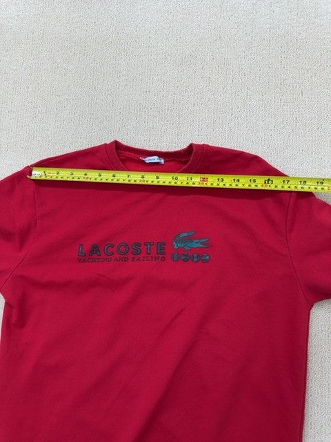 Lacoste Men's Red Fleece Sweatshirt Size L Embroidered Logo
