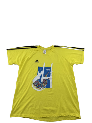Adidas Yellow Soccer Jersey XL Men Short Sleeve Stripes Spain