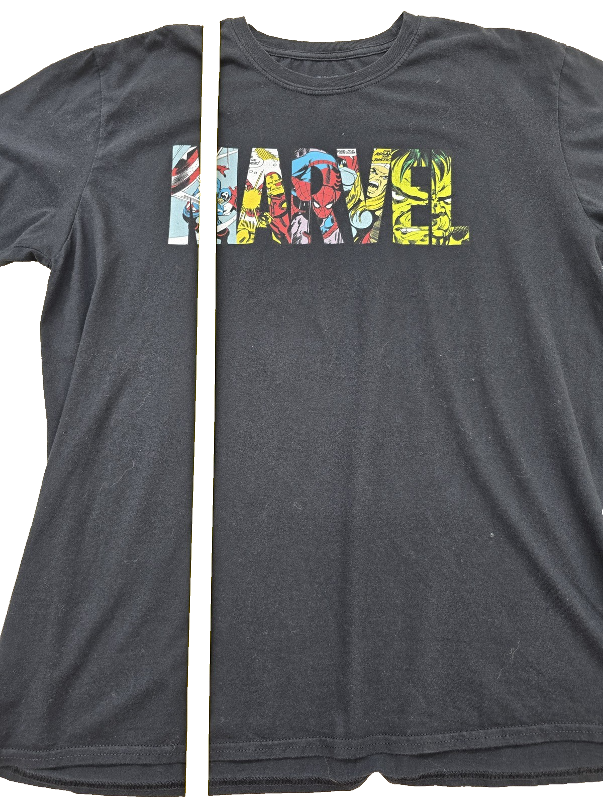 Marvel Black Graphic Crewneck T-Shirt X-Large Men's 100% Cotton
