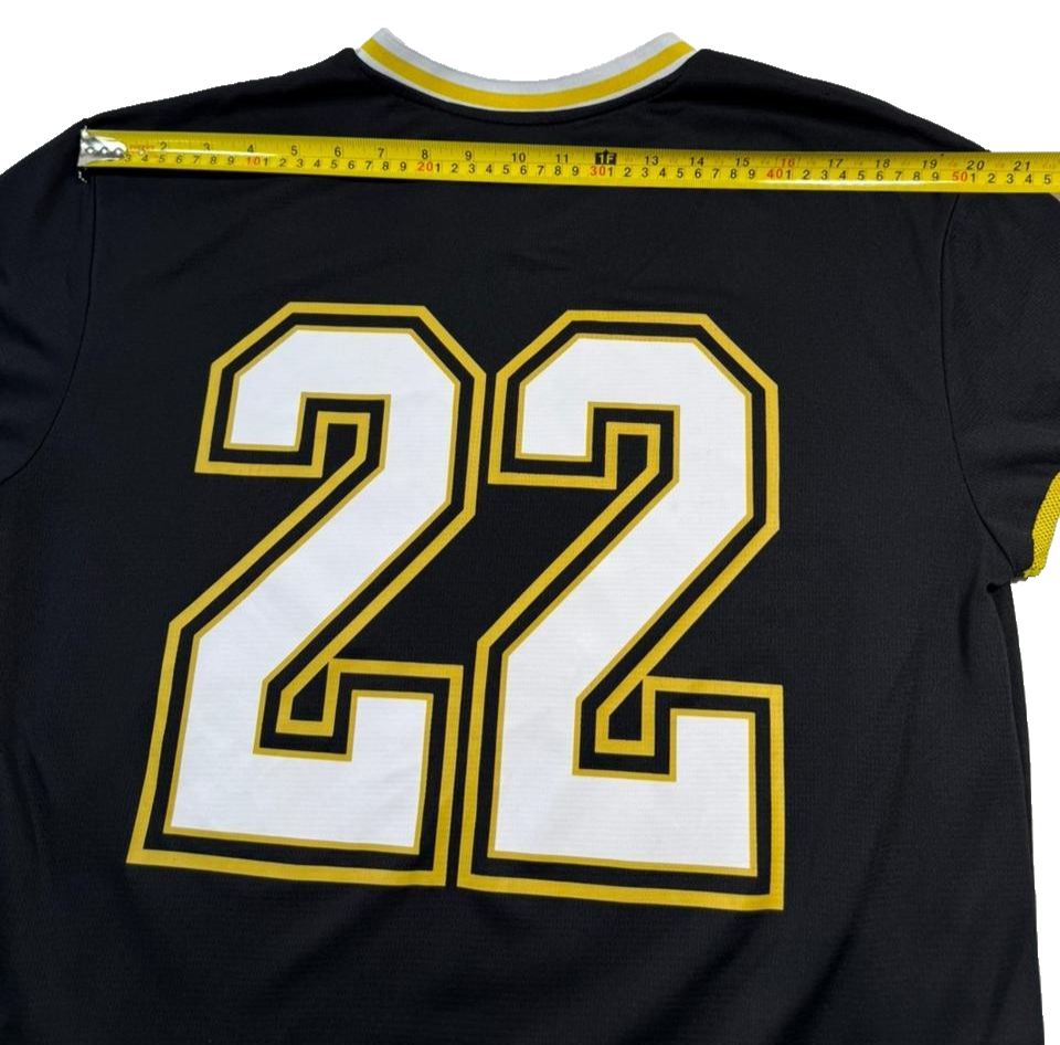 Primark Men's Black Louisiana 22 Soccer Jersey Yellow White Stripes V-Neck S/M